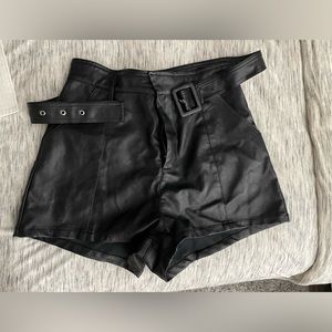 Faux leather shorts